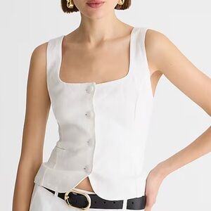 JCREW Scoopneck linen-blend vest Top WHITE Size 00 New with Tags, never worn